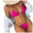 thumbnail image 3 of WREESH Womens Two Piece Swimsuit String Bikini Sets Fashion Solid Swimwear Bikini Split Swimsuit Set Beach Bathing Suit Hot Pink, 3 of 9