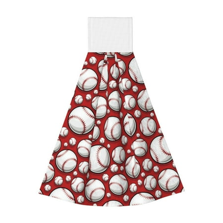 

Easygdp Cute Baseball Kitchen Hand Towels Hanging Tie Towels Fast Drying Dish Cloth with Loop for Bathroom Restroom Home Decor