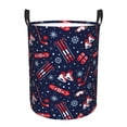thumbnail image 1 of Balery Winter Skiing Snowflakes Cesta de ropa redonda con asas, impermeable, independiente, para ropa, juguetes, dormitorio y familia-Small, 1 of 6