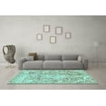 thumbnail image 3 of Ahgly Company Machine Washable Indoor Rectangle Abstract Turquoise Blue Modern Area Rugs, 5' x 7', 3 of 4