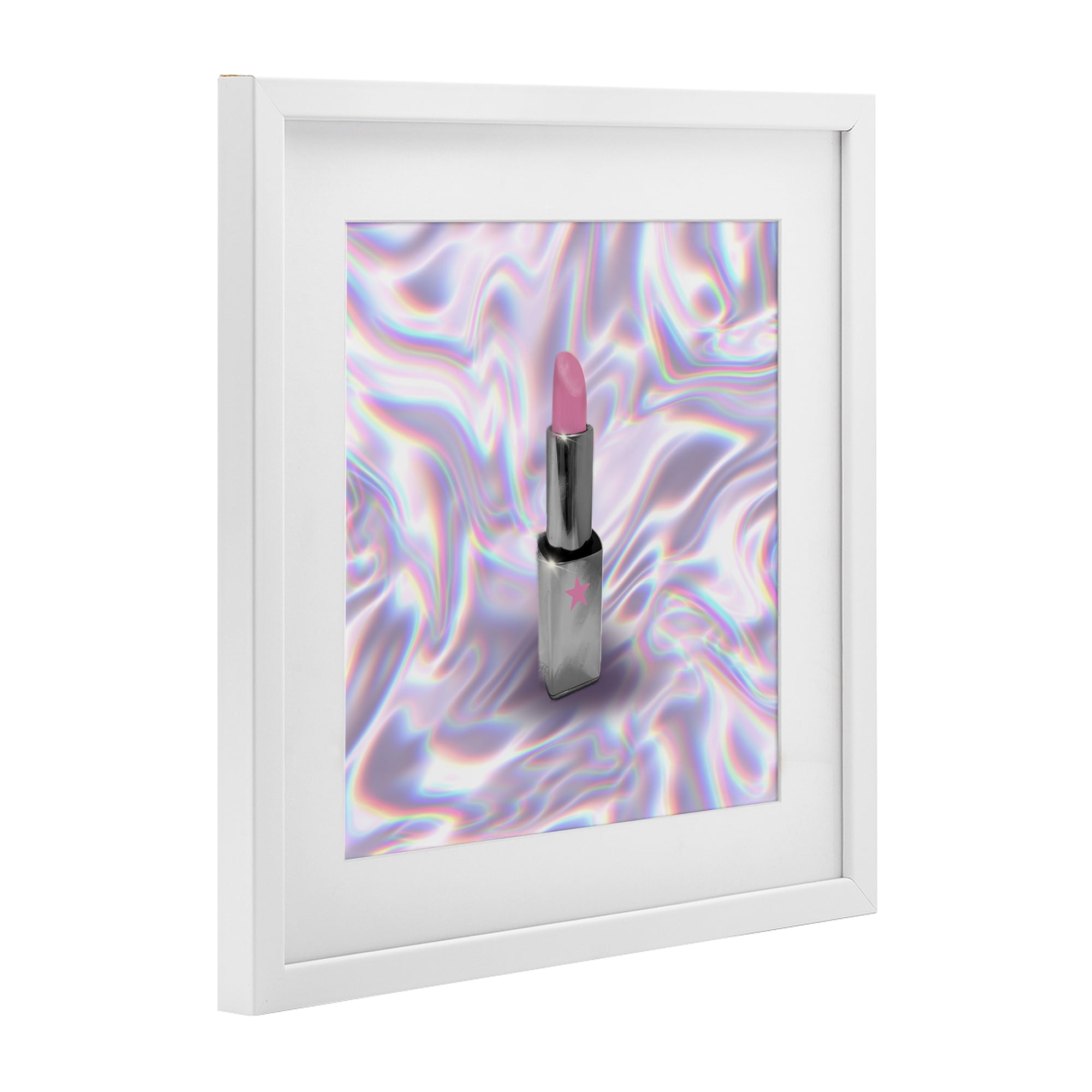 Stupell Industries Iridescent Icon Lipstick White Framed Print Under Glass, design by Matthew Piotrowicz