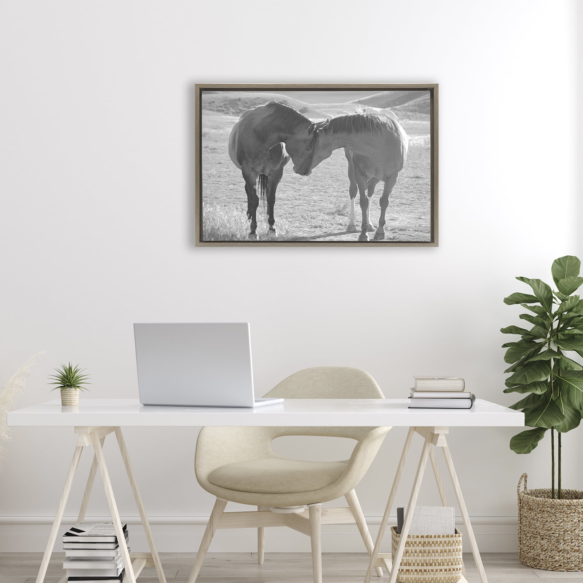 Stupell Industries Sweet Nothings Bond Between Horses Brown Framed Floater Canvas Wall Art, design by Steve Toole