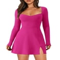 thumbnail image 1 of Women‘s Summer A-Line Dress Long Sleeve Square Neck Mini Dress, 1 of 3