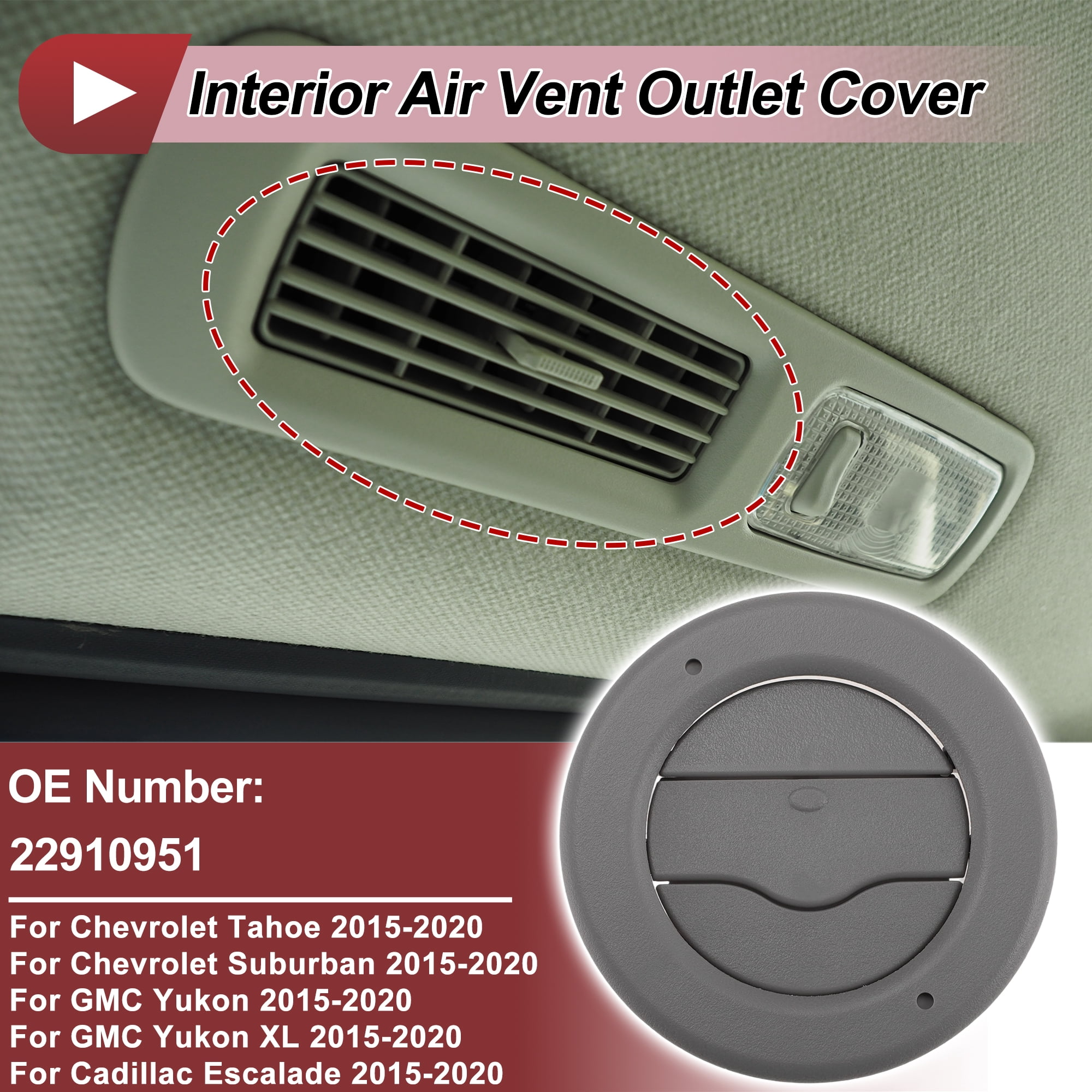 Unique Bargains Roof Air Vent Grille for Chevrolet Tahoe 2015-2020 Gray 1 Pc