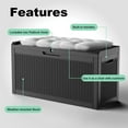 thumbnail image 4 of 60 gal Black Rattan Resin Deck Box - Water Resistant, Lockable for Patio, Garden, Cushions & Tools, 4 of 7