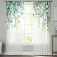 thumbnail image 2 of Eucalyptus Leaves Semi Sheer Curtains 108 Inch Length 2 Panels Set, Green Botanical Summer Spring Sheer Kitchen Curtain Privacy Voile Window Curtain for Living Room Bedroom Rod Pocket Drapes, 2 of 7