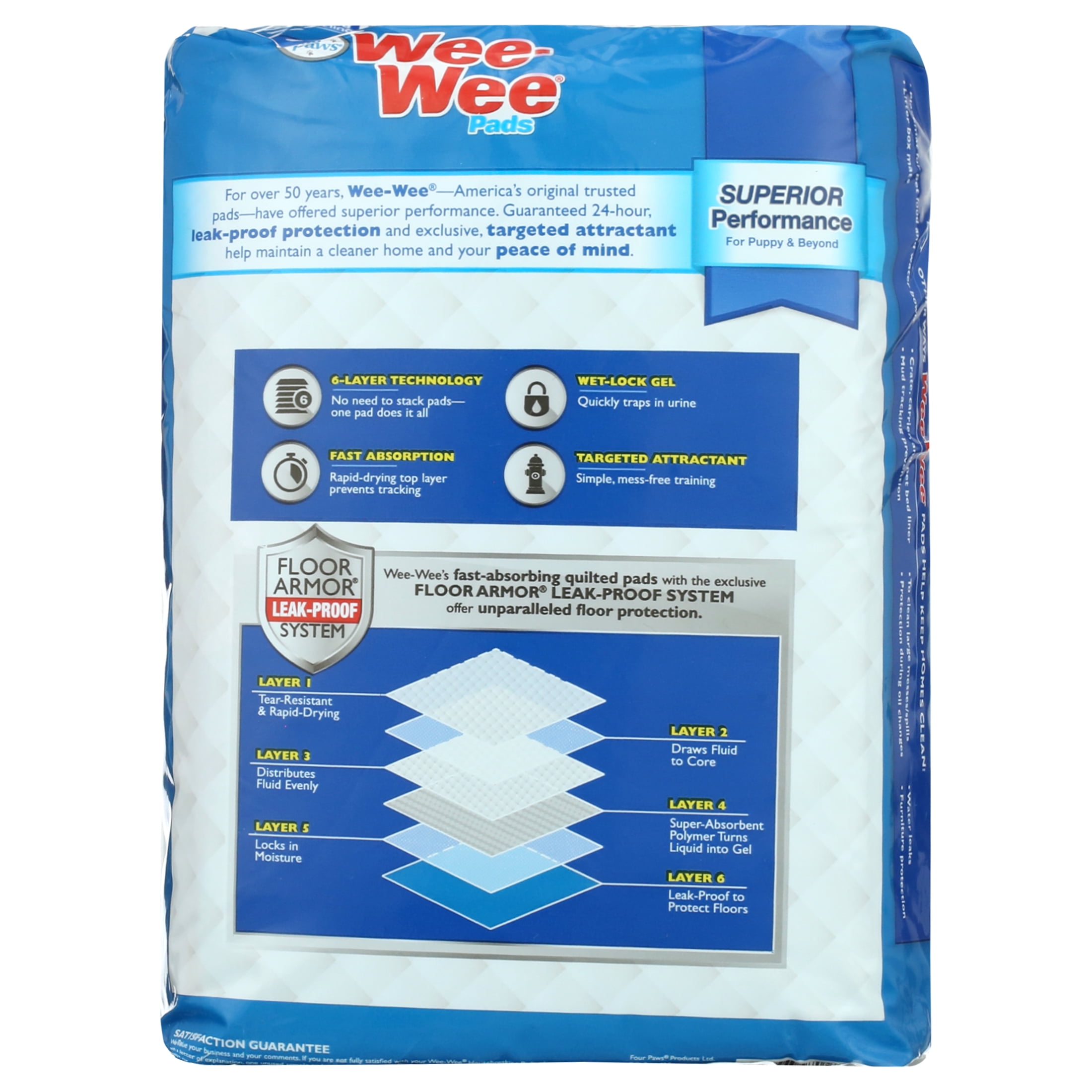 Puppy Pads Four Paws Wee-Wee Super Absorbent Unscented Pee Pads