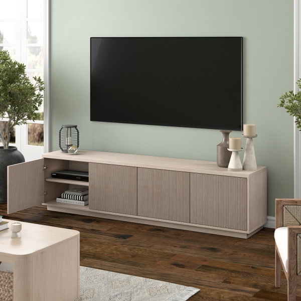 Hanson Rectangular TV Stand for TV's up to 85" in Alder White