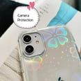 thumbnail image 2 of Case for iPhone 12, iPhone 12 Pro Case, Clear Glitter Cute Laser Holographic Floral Pattern for Women Girls, Anti-Yellow Hard PC Protective Cover for iPhone 12/12 Pro, Rainbow Leaf Flower, 2 of 13