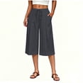 thumbnail image 2 of Miluxas Women's Plus Size Wide Leg Capri Pants High Waist Drawstring Business Casual Loose Cropped Culottes with Pockets Lightweight Breathable Gray, 2 of 6