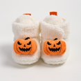 thumbnail image 4 of HTHLVMD Non Slip Hard Sole Slippers,Baby Halloween Slippers Pumpkin Jack O Lantern Plush House Shoes Warm Fuzzy Lining Non Slip Hard Sole Closed Toe Indoor Home Use Holiday Party Decor,White 5.5, 4 of 5