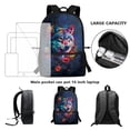thumbnail image 3 of ZUXONGSY Painted Wolf Daisy Flower Print 3 Pack Kid Backpack with Lunchbox for School Toddler Kindergarten School Bookbag Set with Zipper Pencil Case Middle-School Bookbags Back to School Gifts, 3 of 6