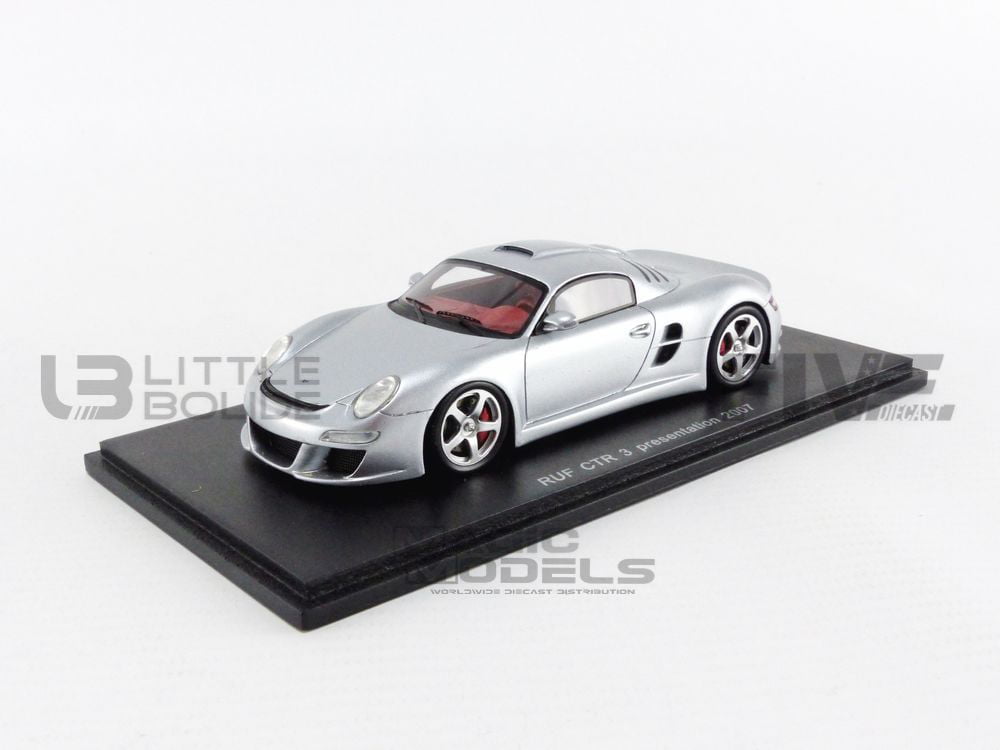 Porsche RUF CTR 3 Cayman model toy car Great Detail Silver with red interior 