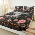 thumbnail image 3 of Castle Fairy Teens Children Floral Highlad Cattle 3Pcs Twin Sheet Sets,Rustic Animal Twin Fitted Sheet,Chic Flowers Breathable Flat Sheet,Lightweight Room Decor, 3 of 7