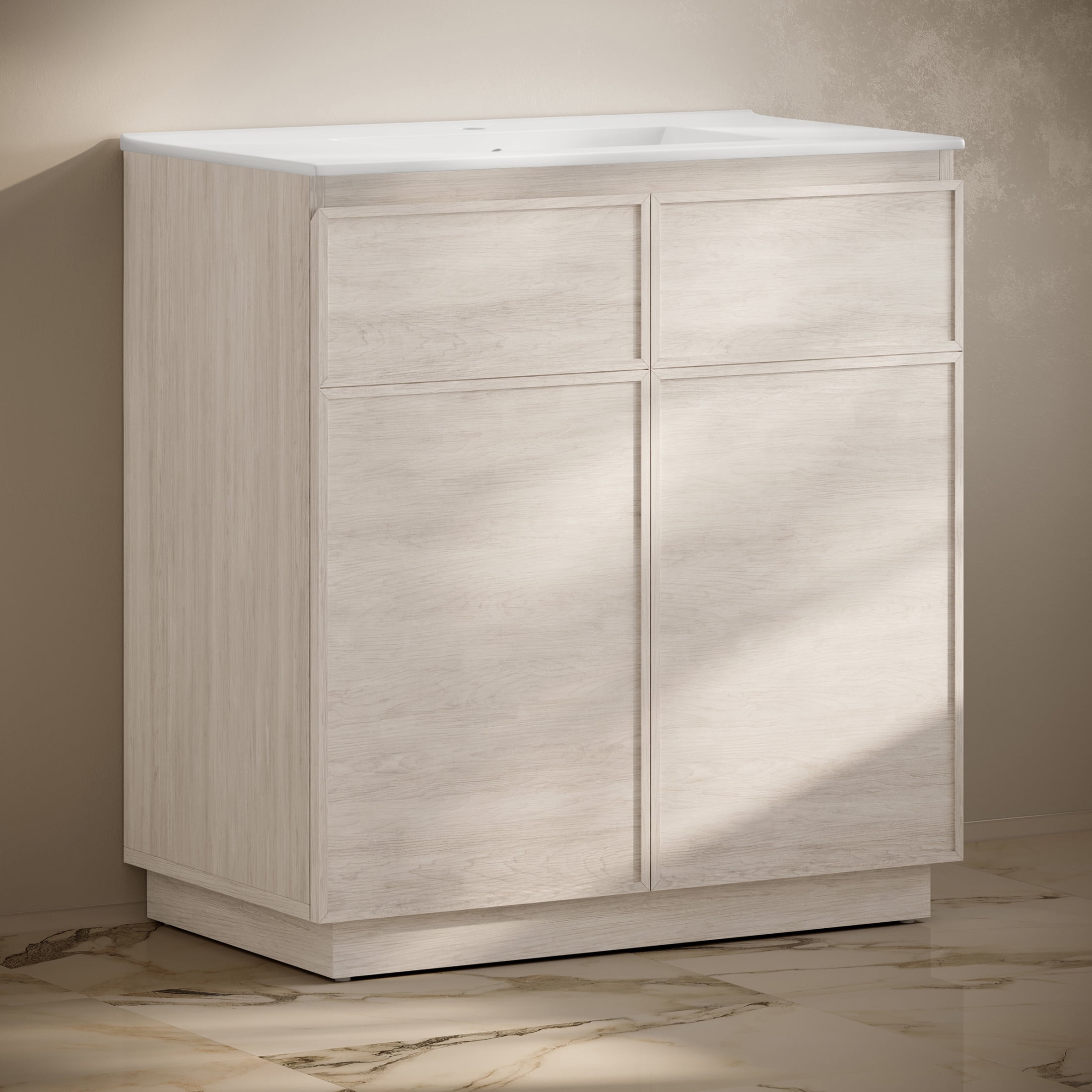St. Tropez 36" Freestanding Bathroom Vanity in White Oak with Sink Top