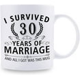 thumbnail image 2 of 30th Wedding Anniversary Mugs for Couple Husband Wife - I Survived 30 Years of Marriage and All I Got Was This Mug - 30 Year Anniversary 11 oz Coffee Mug for Him Her, 2 of 7