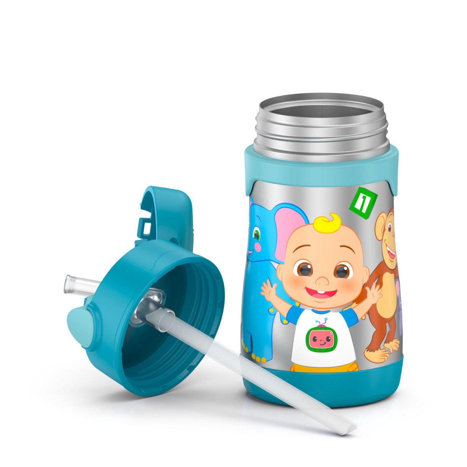 Thermos Kids Vacuum Insulated Stainless Steel 10 oz Straw Bottle, Cocomelon