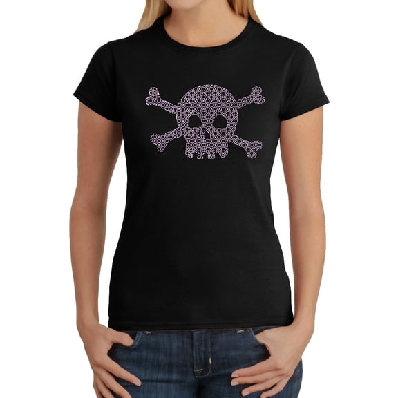 Women's Word Art T-Shirt - XOXO Skull