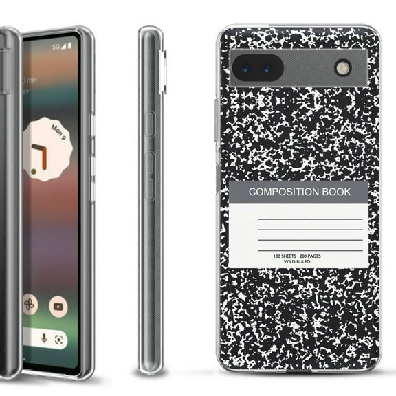 Slim-Fit Gel TPU Phone Case for Google Pixel 6a, by OneToughShield ® - Composition Book