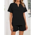 thumbnail image 2 of EASYBRA Women V Neck T Shirt and Drawstring Shorts Set Casual Summer Two Piece Outfit, 2 of 7