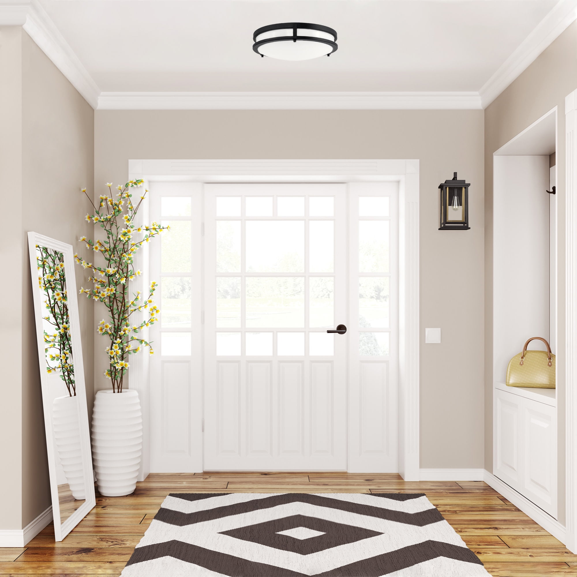 Design House Ripon 14.5" Integrated Dimmable LED Indoor Ceiling Light with Frosted Acrylic, Matte Black