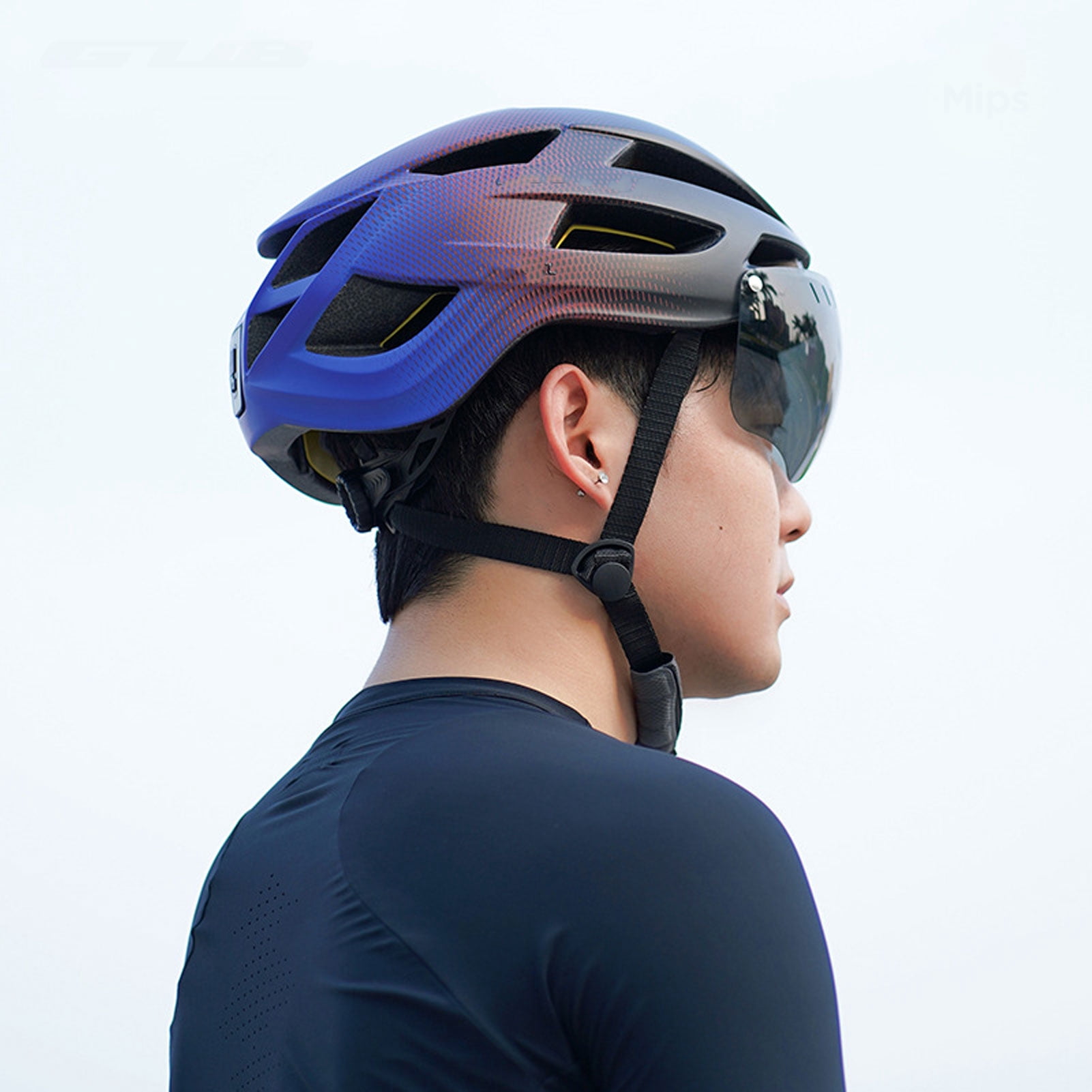 YAHHU MIPS Technology Adult Cycling Bike Helmet with Rechargeable LED Light and Magnetic Goggles for Mountain Road Bicycle Riding Violet Large Size (11.8 inches / 30 cm)