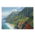 thumbnail image 1 of Hawaiian Cutting Board, Na Pali Coast Kauai Hawaii Seashore Greenery Adventurous Journey Landscape, Decorative Tempered Glass Cutting and Serving Board, Large Size, Green Redwood Blue, by Ambesonne, 1 of 1