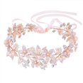 thumbnail image 1 of Oriamour Diadema de Boda Tocado de Novia Diseño de Flores con Perlas y Cintas de Agua Dulce genuinas Accesorios para el Cabello para Novia (Oro Rosa), 1 of 5