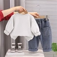thumbnail image 6 of CAUYDY 3 6 9 12 18 Months Baby Boys Fall Winter Clothes 2T 3T 4T 5T Toddler Long Sleeve Sweatshirt Pants 2Pcs Cute Set Newborn Picture Outfits Grey for Sizes 4-5 Years, 6 of 9