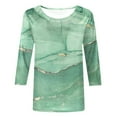 thumbnail image 3 of Women's Fashion Printed Loose T-shirt 3/4 Sleeves Blouse Graphic Tee Shirt Round Neck Casual Tops for Women (X-Large, Mint Green), 3 of 4