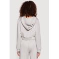 thumbnail image 4 of Women's Cropped Long Sleeve Zip Front Drawstring Hoodie, 4 of 4