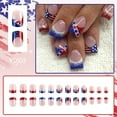 thumbnail image 2 of KUFptva Independence Day Themed False Nails Set 24pcs Short French Styles with Sparkling Stripes and Star Patterns for Women, 2 of 7