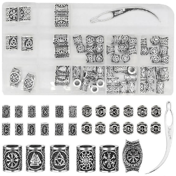 TONKBEEY Vikings Runes Hair Beard Beads for Bracelets Pendant Necklace DIY Jewelry