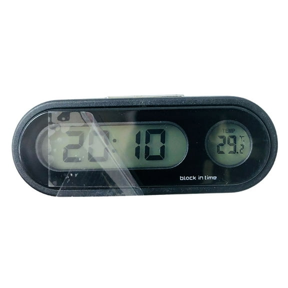 Hemoton Car Electronic Clock Thermometer Self-adhesive Back Light LED Thermometer for Auto Car
