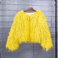 thumbnail image 3 of JGGSPWM Women's Cozy Shaggy Faux Furry Winter Outwear: Warm Long Sleeve Coat Jacket Yellow XL, 3 of 6