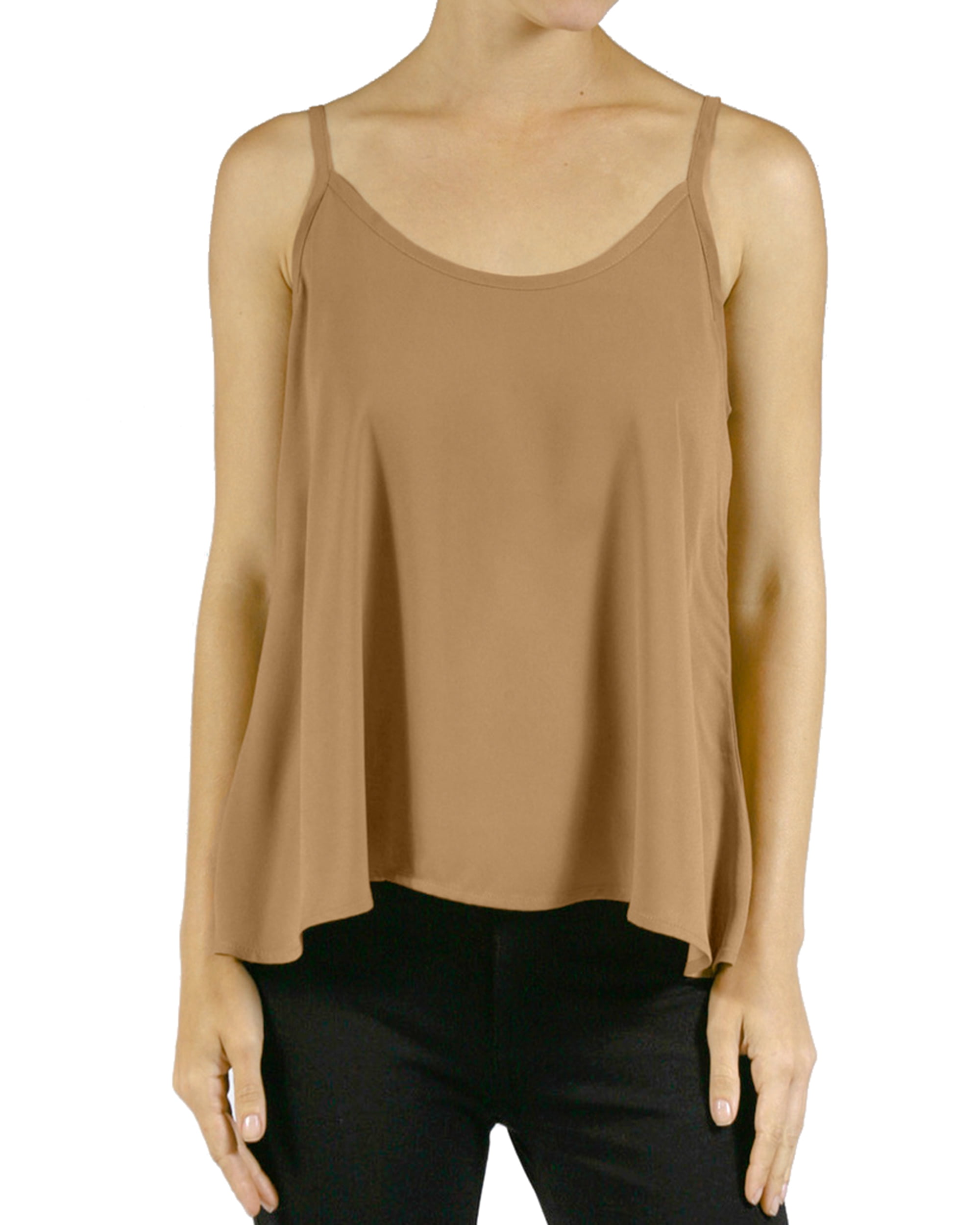 Women's Draped Spaghetti Strap Sheer Chiffon sleeveless Tank TopPlus