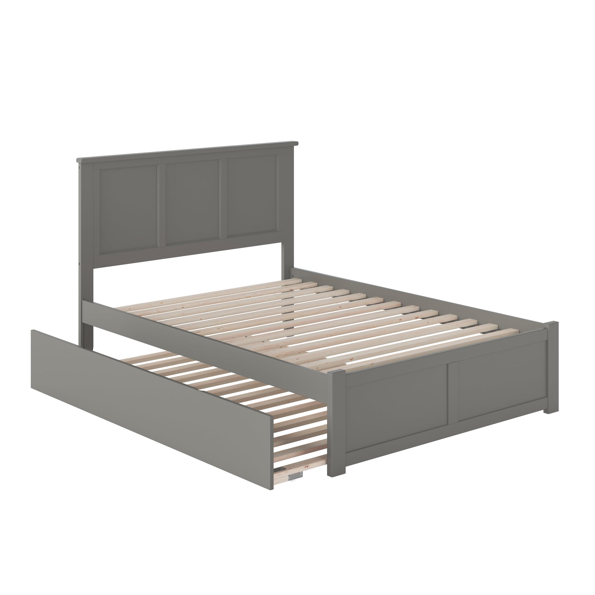 AFI Madison Full Solid Wood Platform Bed with Footboard & Full Trundle, Grey
