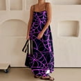 thumbnail image 2 of Vestido largo de moda para mujer con ribete en contraste, tirantes finos, trajes para viajes, Halloween, vestidos largos estampados, vestidos largos sin mangas, 2 of 5