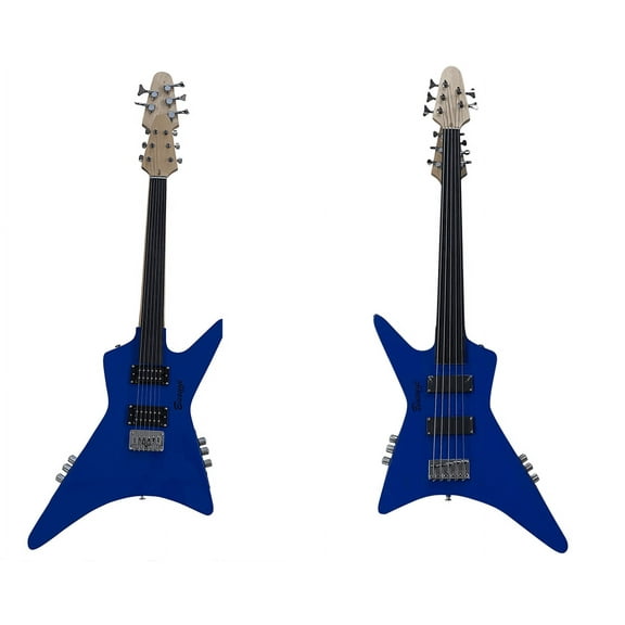 5 String Fretless Bass/ 6 String Fretless Double Neck Busuyi Guitar Right (Blue)