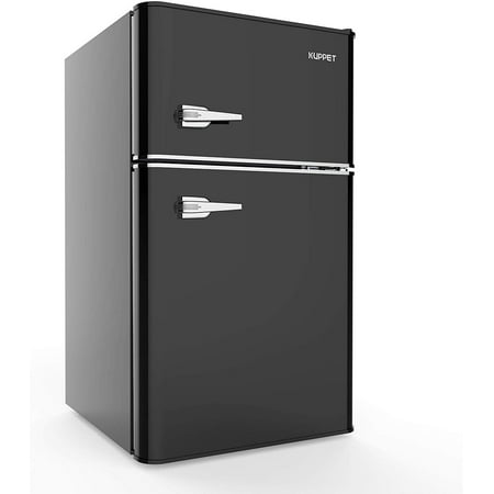 KUPPET Retro Mini Refrigerator 2-Door Compact Refrigerator for Dorm, Garage, Camper, Basement or Office, 3.2 Cu.Ft,