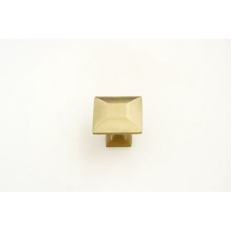 1/4 Inch Modern Brass Knob - Hamilton Bowes Satin Brass Cabinet Hardware Square 1.16