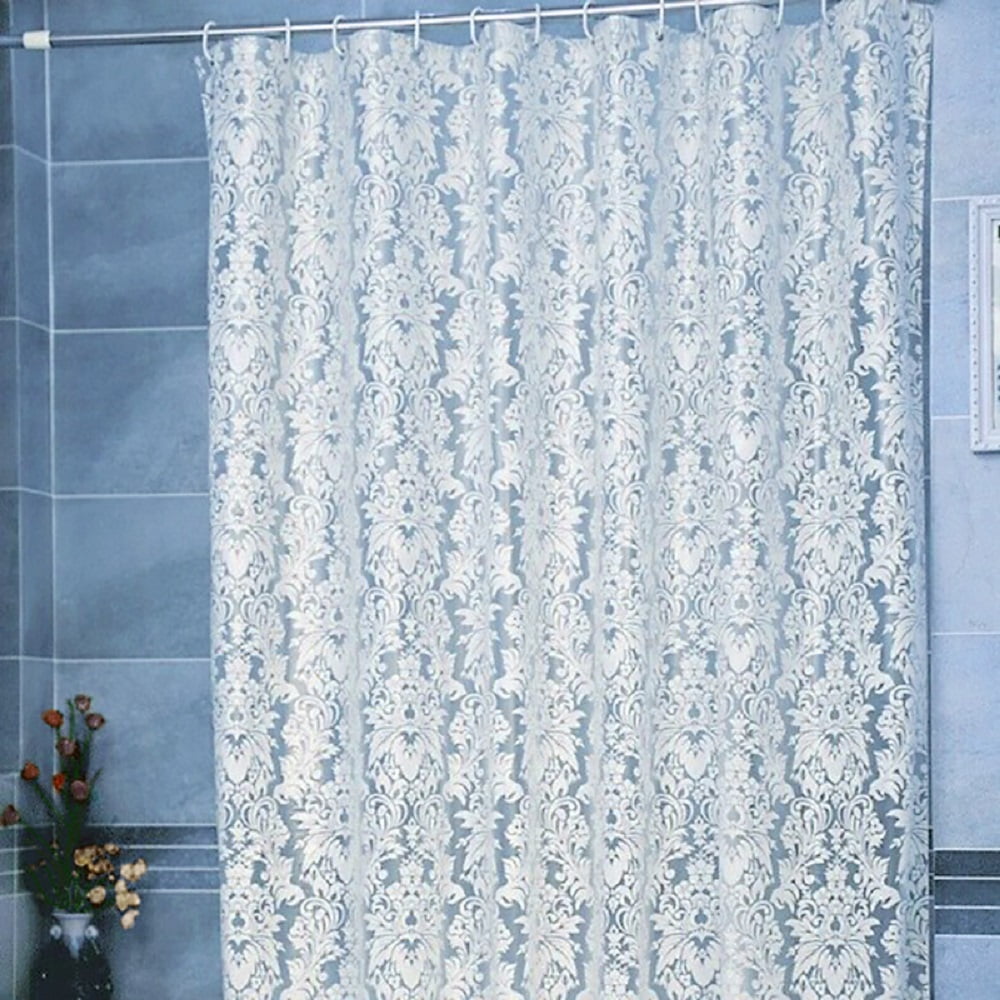 Mold and Mildew Resistant Shower Curtain with Hooks,71" x 71",Damascus