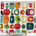 thumbnail image 1 of Whimsical Halloween Shower Curtain - Colorful Spooky Motifs, Lanterns, Ghosts & More!, 1 of 5