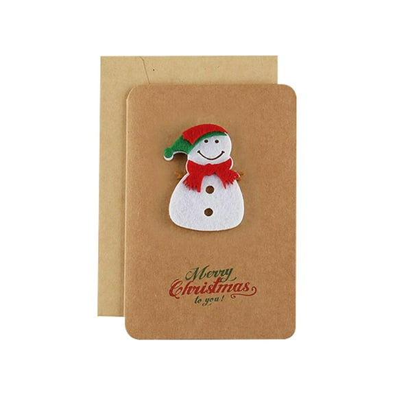 A Vintage Kraft Paper Christmas Greeting Card With Snowman Design And Envelope For Holiday Blessings