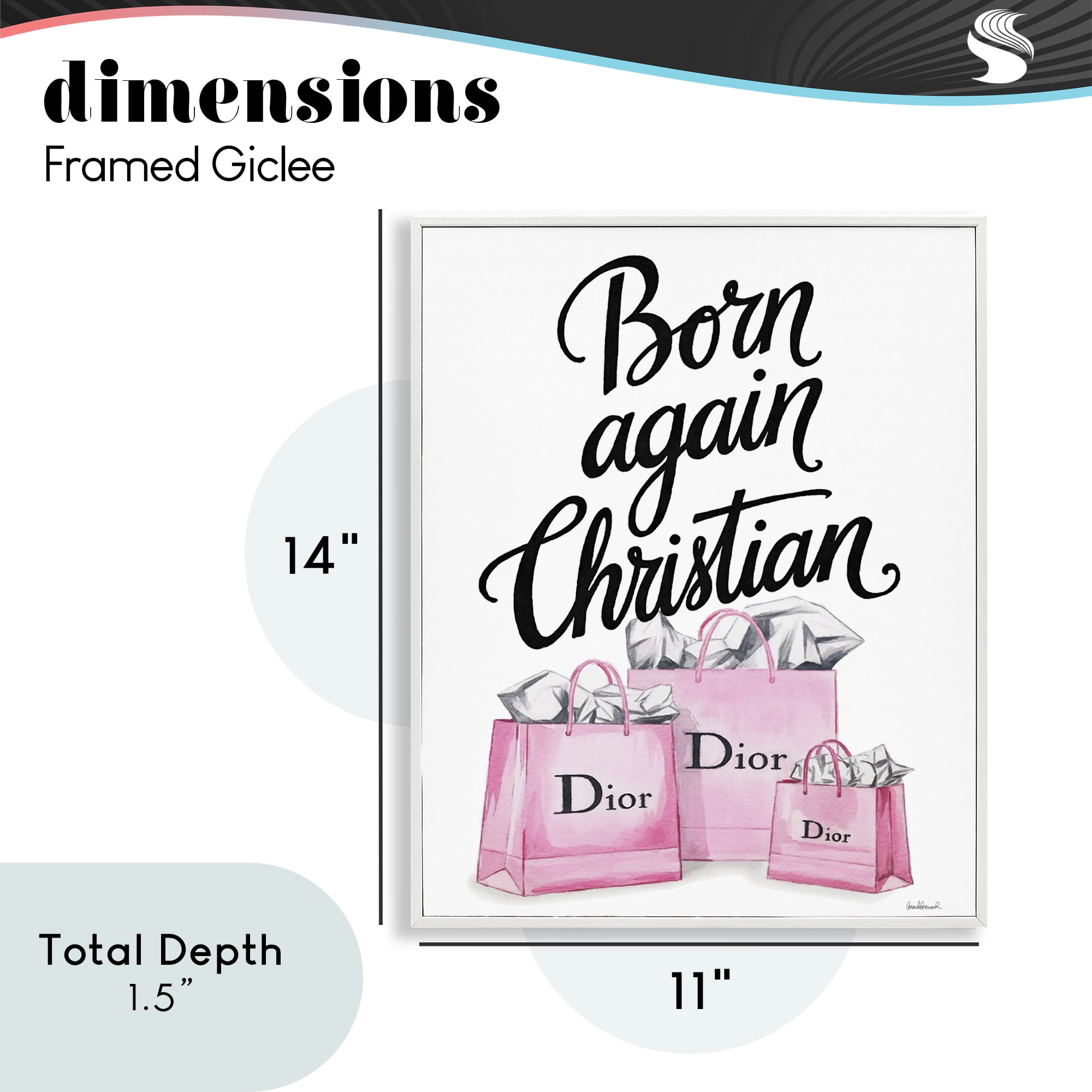 Pink Bags Born Again Christian White Framed Giclee Art, design by Amanda Greenwood