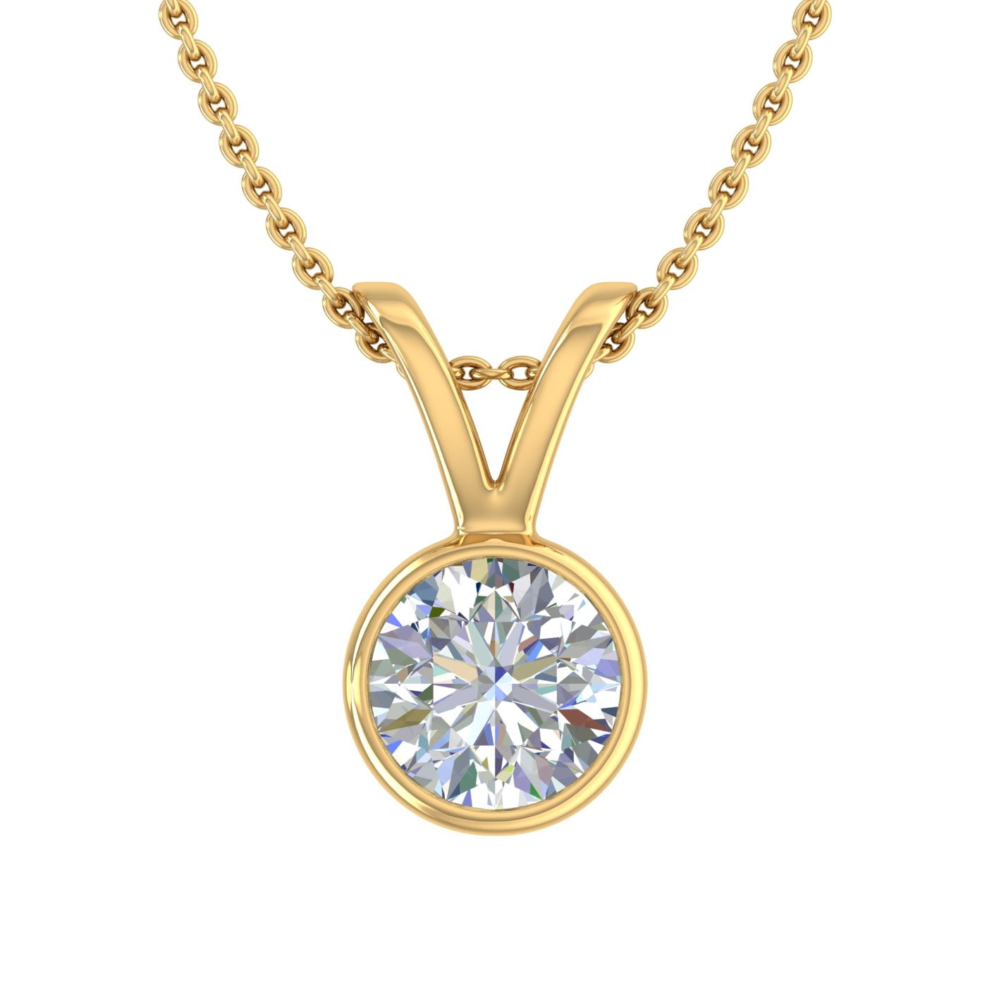 1/2 Carat Diamond Solitaire Pendant Necklace in 14K Yellow Gold IGI