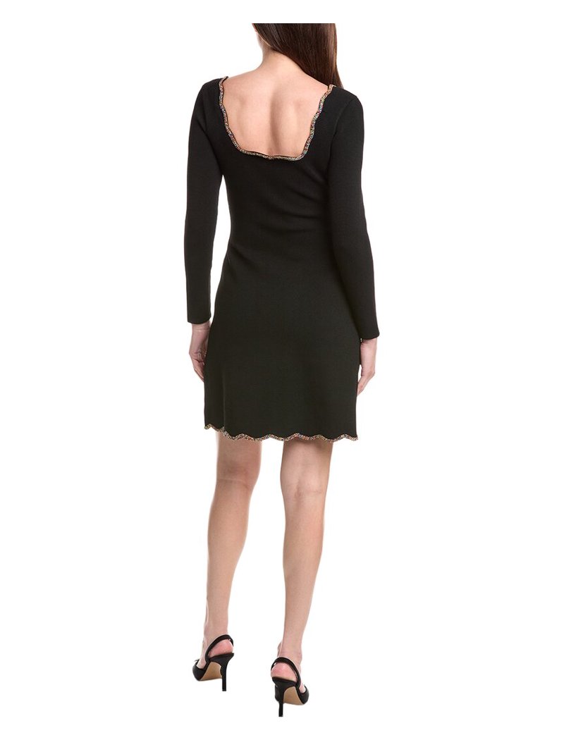blue dress for baby girl SANDRO Black Short Mini Dress with Buttons and Contrast Trim