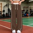 thumbnail image 2 of SONXAHE Tween Girls Drawstring Pants Striped Loose Fit Casual Wide Leg Sports Sweatpants for Kids,Coffee, 2 of 5