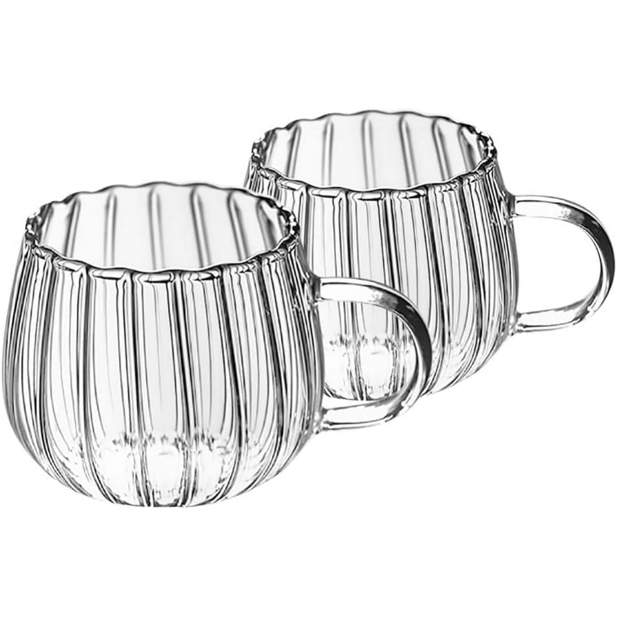 Set De 4 Tasses En Verre Transparent Forme Citrouille – 11,5x8x7 Cm, Pour Café, Cocktail, Boissons Chaudes/froides