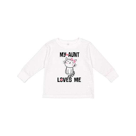 Inktastic My Aunt Loves Me Kitty Girls Long Sleeve Toddler T-Shirt